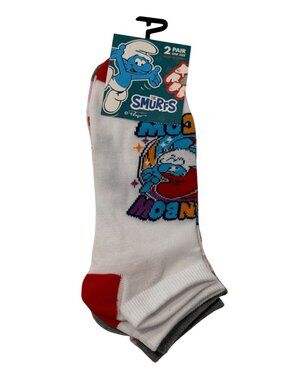 Smurfs Rainbow Graphic Ankle Socks 2 Pair Pack Unisex One Size NWT